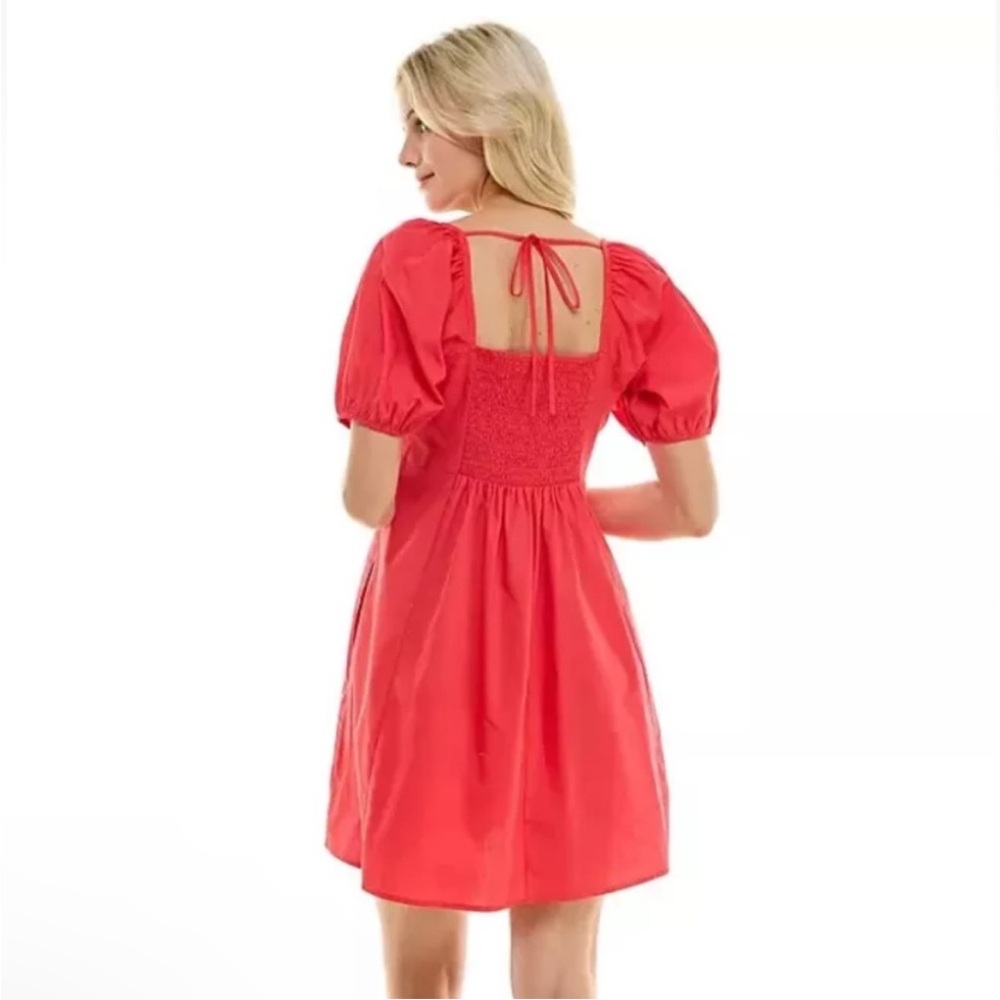 Draper James Square Neck Dress Hibiscus Red puff sleeves cottagecore feminine L